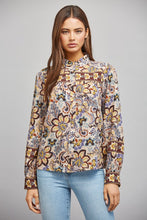 Load image into Gallery viewer, FATE Mixed Print Button Down Blouse in Beige Multi
