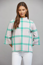 Load image into Gallery viewer, FATE Plaid Pattern Mock Neck Sweater in Pastel Pink Green
