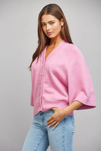 Load image into Gallery viewer, FATE V-neckline Button Down 3/4 Sleeve Cardigan in Candy Pink
