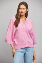 Load image into Gallery viewer, FATE V-neckline Button Down 3/4 Sleeve Cardigan in Candy Pink
