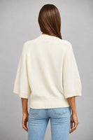 FATE V-neckline Button Down 3/4 Sleeve Cardigan in Cream