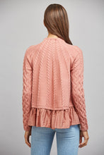 Load image into Gallery viewer, FATE Mixed Media Cable Knit Sweater in Dusty Rose
