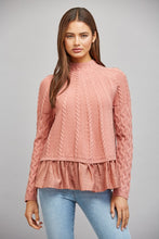 Load image into Gallery viewer, FATE Mixed Media Cable Knit Sweater in Dusty Rose
