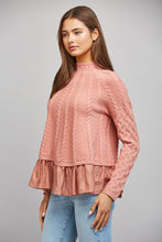 Load image into Gallery viewer, FATE Mixed Media Cable Knit Sweater in Dusty Rose
