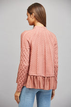 Load image into Gallery viewer, FATE Mixed Media Cable Knit Sweater in Dusty Rose
