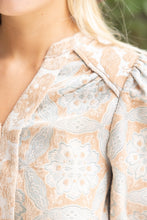 Load image into Gallery viewer, VOY Geometric Velvet Jacquard Top in Taupe
