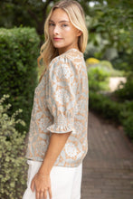 Load image into Gallery viewer, VOY Geometric Velvet Jacquard Top in Taupe
