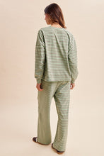 Load image into Gallery viewer, AnnieWear Striped Brush Knit Top &amp; Wide Leg Pants Set in Mint
