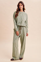 AnnieWear Striped Brush Knit Top & Wide Leg Pants Set in Mint