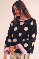 LovLov Polka Dots Effortless Everyday Sweater in Black Dots