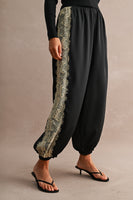 MABLE Satin Balloon Pants With Lace Trim in Black