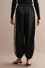Load image into Gallery viewer, MABLE Satin Balloon Pants With Lace Trim in Black
