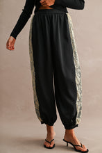 Load image into Gallery viewer, MABLE Satin Balloon Pants With Lace Trim in Black

