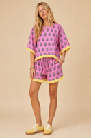 J.nna The Pink Petal and Pleat Set in Pink Yellow Combo