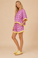 J.nna The Pink Petal and Pleat Set in Pink Yellow Combo