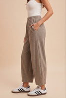 AnnieWear Soft Knit Cropped Barrel Pants in Muted Mocha