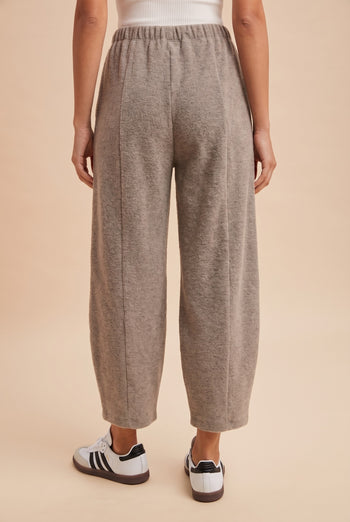 AnnieWear Soft Knit Cropped Barrel Pants in Muted Mocha