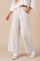 J.nna Solid Color Washed Barrel Leg Pants in Pale Grey