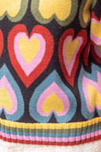 Load image into Gallery viewer, VOY Short Bubble Sleeve Heart Print Knit Top in Multi
