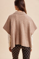 AnnieWear Side Slit Sweater Cape Cardigan in Latte