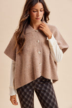 Load image into Gallery viewer, AnnieWear Side Slit Sweater Cape Cardigan in Latte
