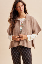Load image into Gallery viewer, AnnieWear Side Slit Sweater Cape Cardigan in Latte
