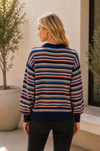 Load image into Gallery viewer, Sew in Love Pullover Crew Neck Sweater Long Sleeve With Ribbed Cuffs in Multi Stripe
