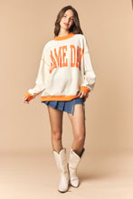 Load image into Gallery viewer, Peach Love Reversible Gameday And Stripe Mock Neck Sweatshirt in Burnt Orange/Cream

