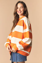 Load image into Gallery viewer, Peach Love Reversible Gameday And Stripe Mock Neck Sweatshirt in Burnt Orange/Cream
