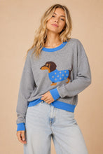 Load image into Gallery viewer, J.nna OVERSIZED Dachshund Knit Sweater in Grey/Blue
