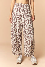 Load image into Gallery viewer, Peach Love Western Printed Barrel Pants in Cream/Brown
