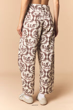 Load image into Gallery viewer, Peach Love Western Printed Barrel Pants in Cream/Brown
