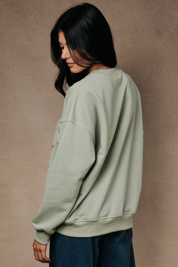 Sunday Edition Fall Market Pumpkin Truck Graphic Crewneck Sweatshirt in Sage