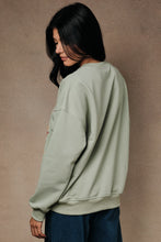 Load image into Gallery viewer, Sunday Edition Fall Market Pumpkin Truck Graphic Crewneck Sweatshirt in Sage
