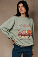 Sunday Edition Fall Market Pumpkin Truck Graphic Crewneck Sweatshirt in Sage