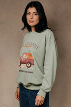 Load image into Gallery viewer, Sunday Edition Fall Market Pumpkin Truck Graphic Crewneck Sweatshirt in Sage

