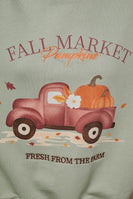 Sunday Edition Fall Market Pumpkin Truck Graphic Crewneck Sweatshirt in Sage