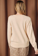 Sunday Edition Cat Graphic Crew Neck Sweater in Beige