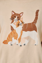 Load image into Gallery viewer, Sunday Edition Cat Graphic Crew Neck Sweater in Beige
