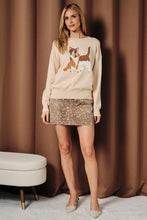 Load image into Gallery viewer, Sunday Edition Cat Graphic Crew Neck Sweater in Beige
