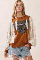 Oddi Football Heart Applique Sweatshirt in Ivory Multi