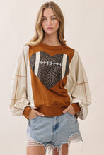 Load image into Gallery viewer, Oddi Football Heart Applique Sweatshirt in Ivory Multi
