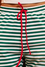 Load image into Gallery viewer, BucketList Contrast Drawstring Wide Leg Striped Lounge Pants in Green/Ivory
