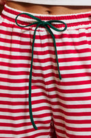 BucketList Contrast Drawstring Wide Leg Striped Lounge Pants in Red/White