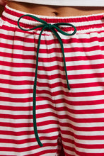 Load image into Gallery viewer, BucketList Contrast Drawstring Wide Leg Striped Lounge Pants in Red/White
