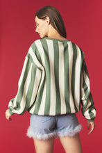 Load image into Gallery viewer, Peach Love Stripe And Wreath Tree Embroidery Sweatshirt in Light Hunter
