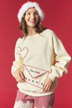 Load image into Gallery viewer, Peach Love Santa Letter Envelope Pocket Fleeced Terry Sweatshirt in Butter Yellow
