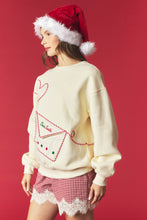 Load image into Gallery viewer, Peach Love Santa Letter Envelope Pocket Fleeced Terry Sweatshirt in Butter Yellow
