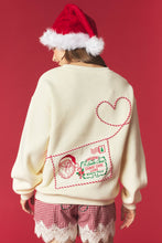 Load image into Gallery viewer, Peach Love Santa Letter Envelope Pocket Fleeced Terry Sweatshirt in Butter Yellow
