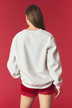 Load image into Gallery viewer, Peach Love Santa Detailed French Terry Sweatshirt in Heather Grey
